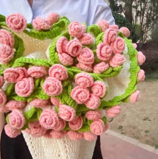 Hand-Knitted Rose Blanket -CozyWoolly