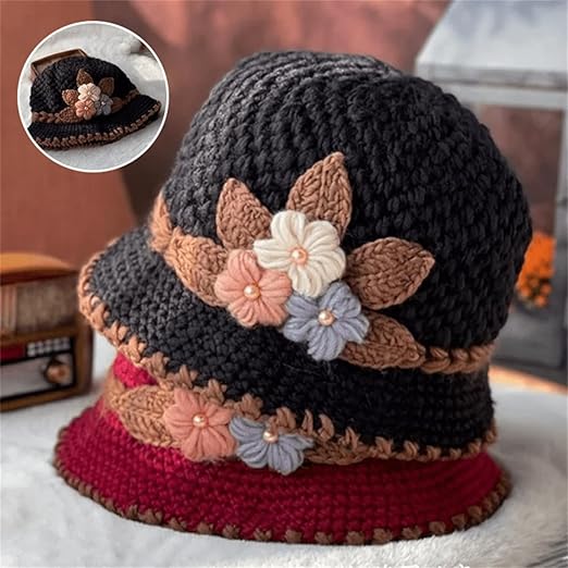 Flowers Woolen Hat- CozyWoolly